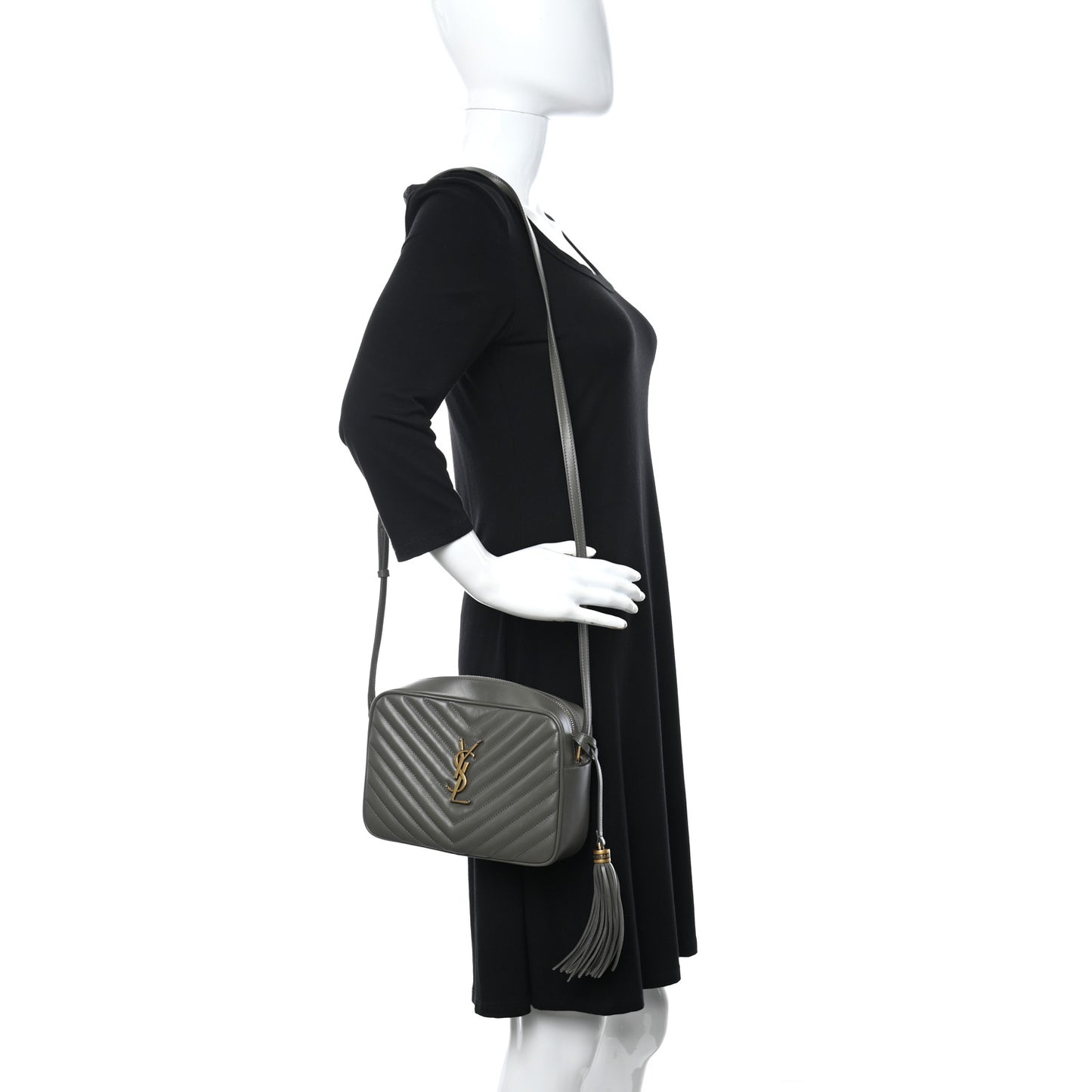 Calfskin Matelasse Monogram Lou Camera Bag Grey Kaki