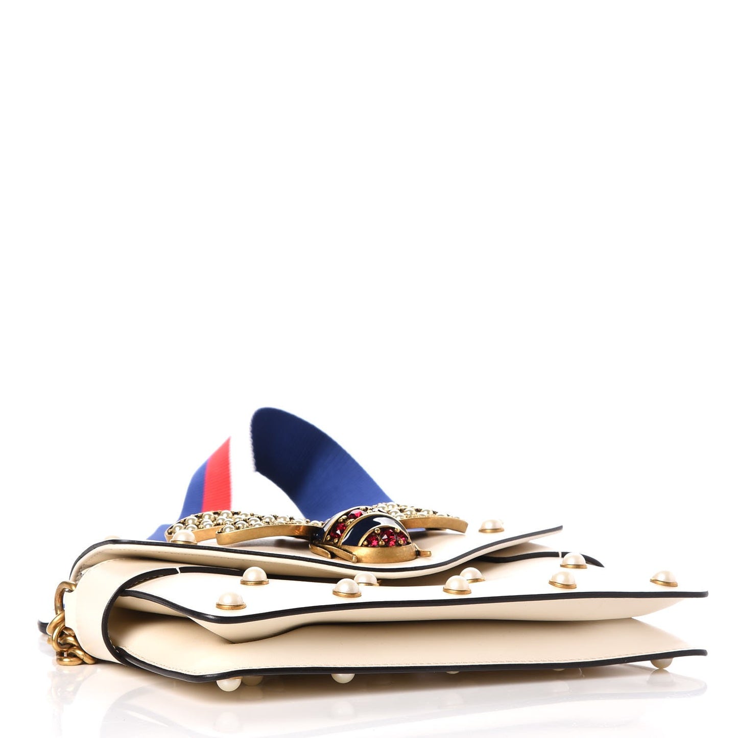 Nappa Pearl Studded Mini Queen Margaret Broadway Shoulder Bag Mystic White