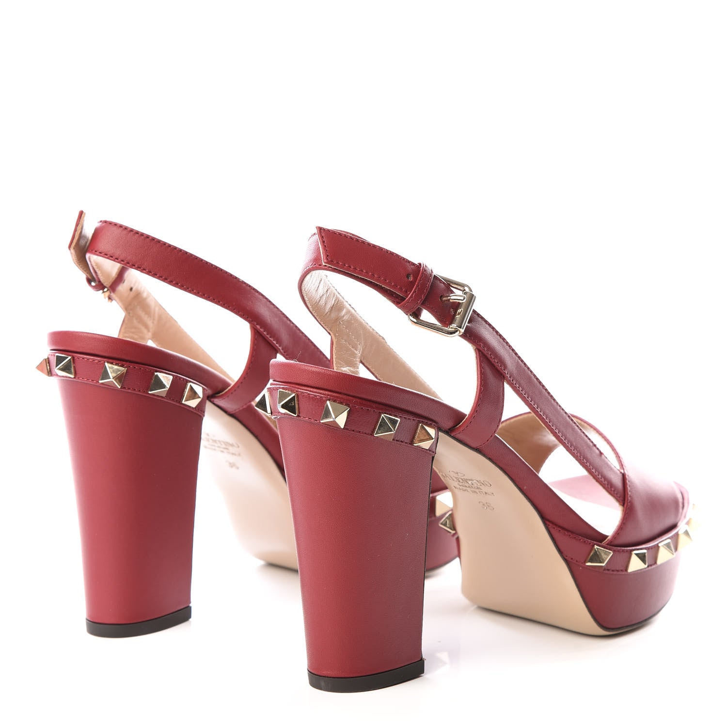 Valentino Garavani Nappa Rockstud Slingback 75/105mm Platform Sandals 36 Rubino 4 of 7