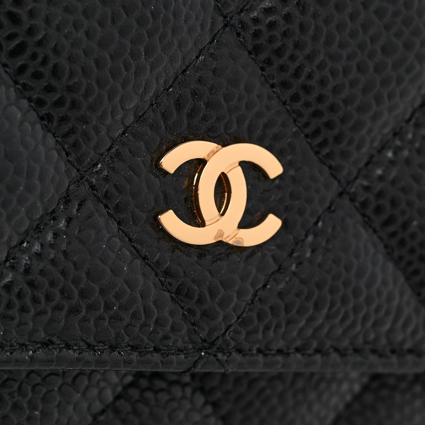 Caviar Quilted Wallet on Chain WOC Black