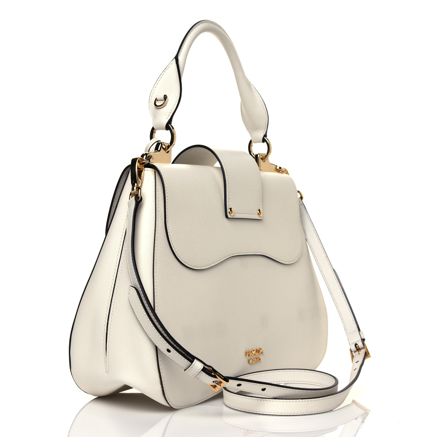 Prada Saffiano Lux Sidonie Top Handle Bag Talco 2 of 4