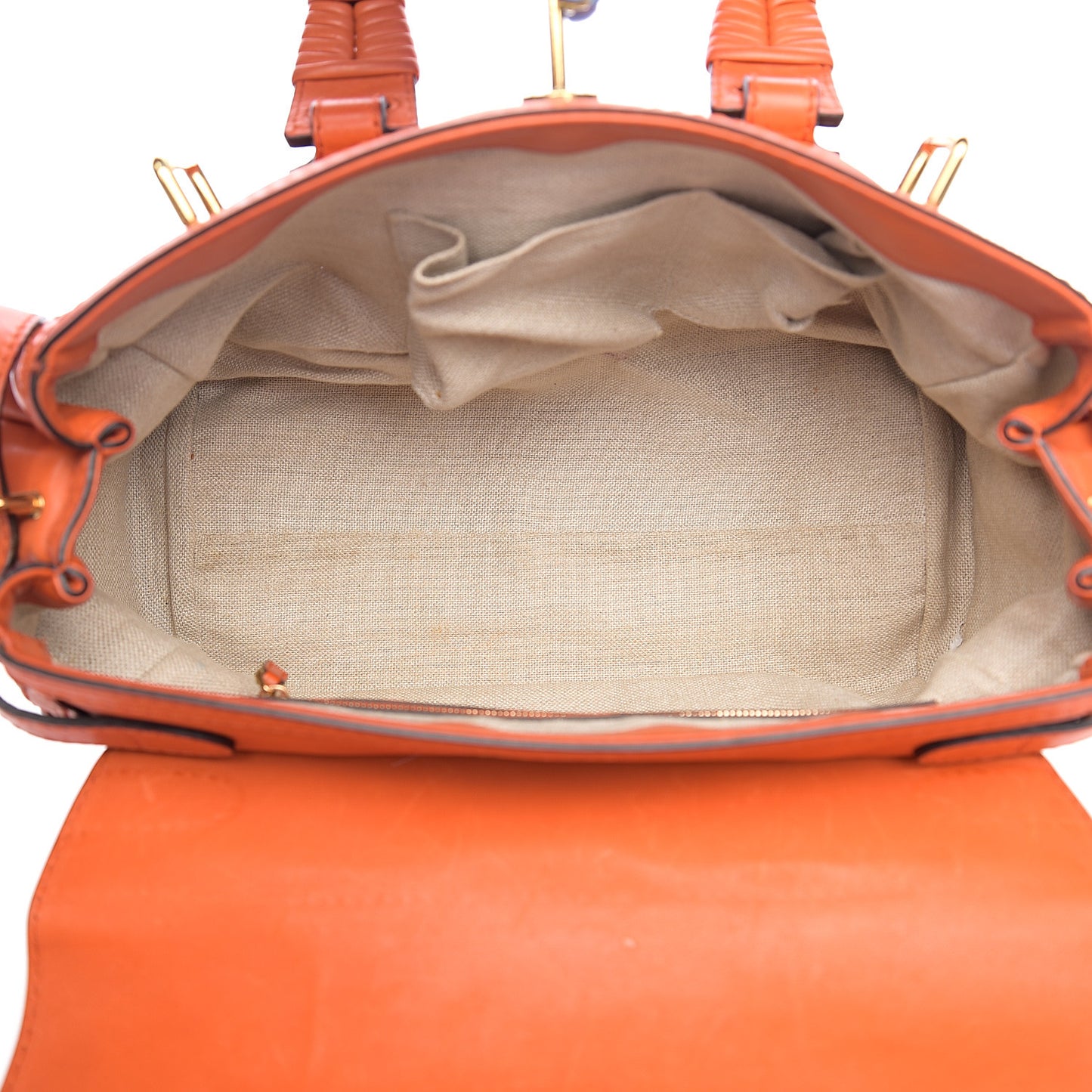 Calfskin Handmade Medium Top Handle Bag Orange
