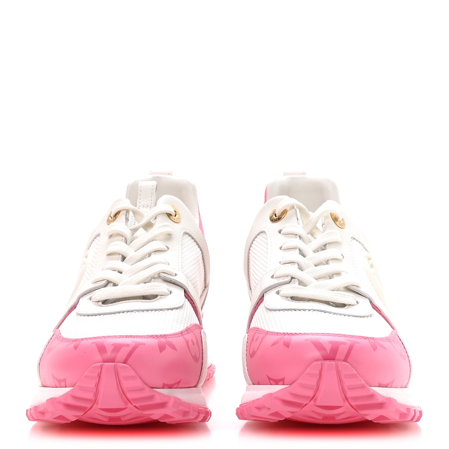 Calfskin Monogram Run Away Sneakers 37.5 White Pink