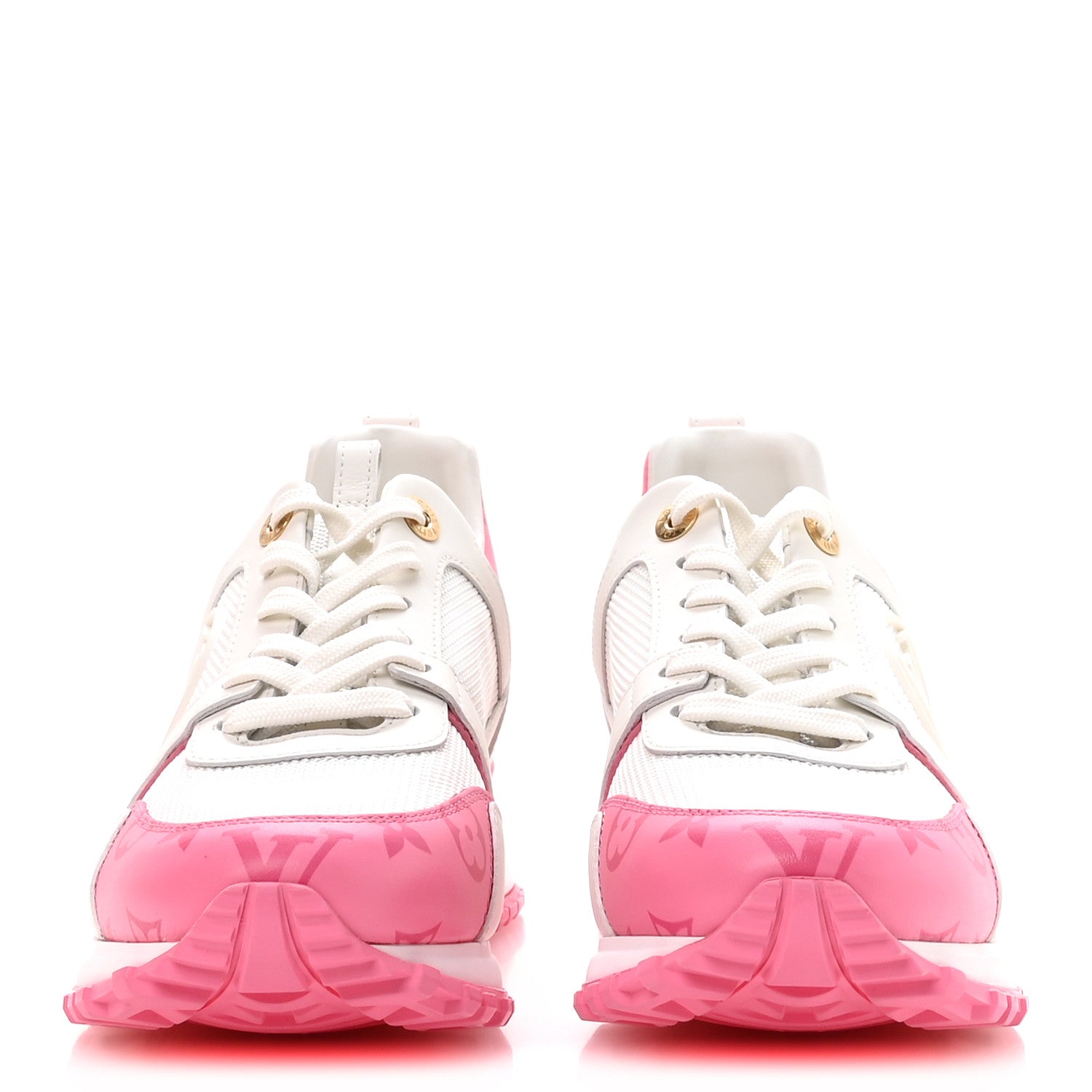 Louis Vuitton Calfskin Monogram Run Away Sneakers 37.5 White Pink 3 of 10