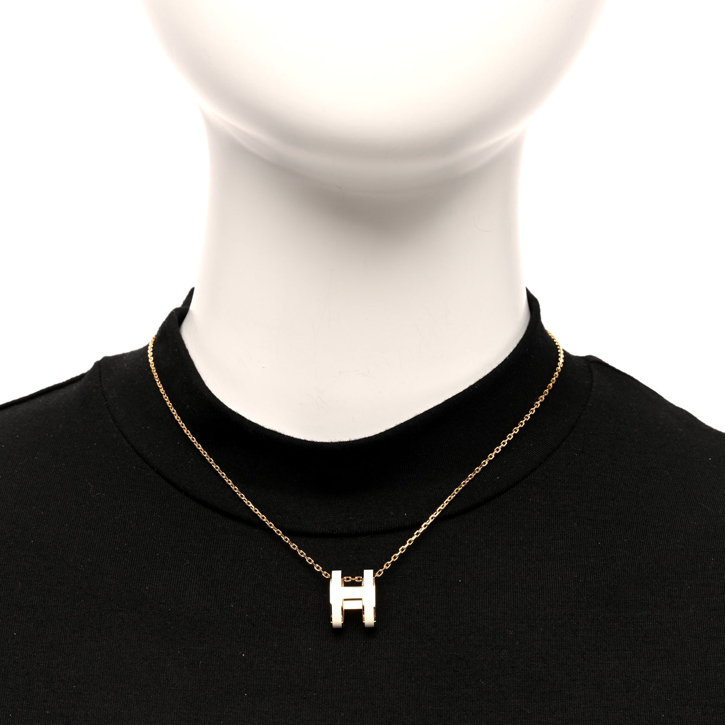 Lacquered Gold Pop H Pendant Necklace White