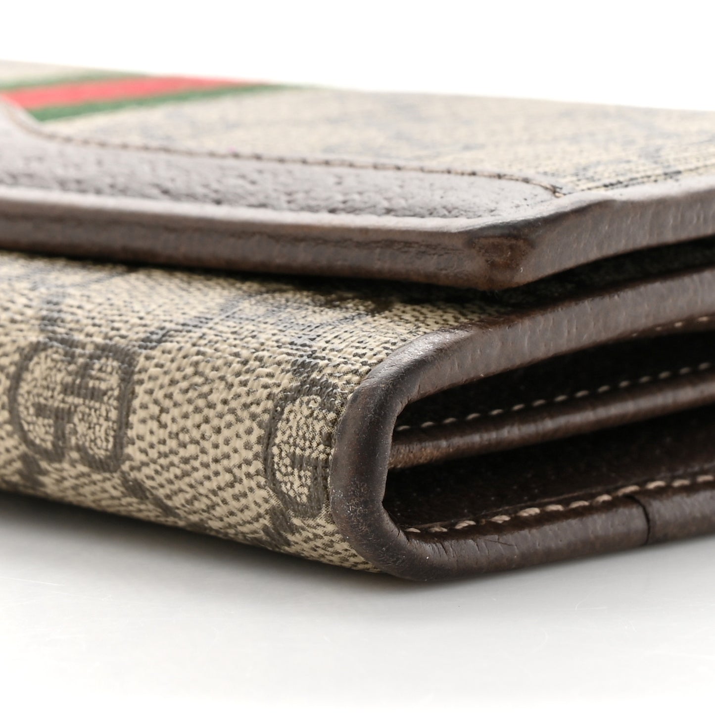 GG Supreme Monogram Web Ophidia Wallet On Chain Brown