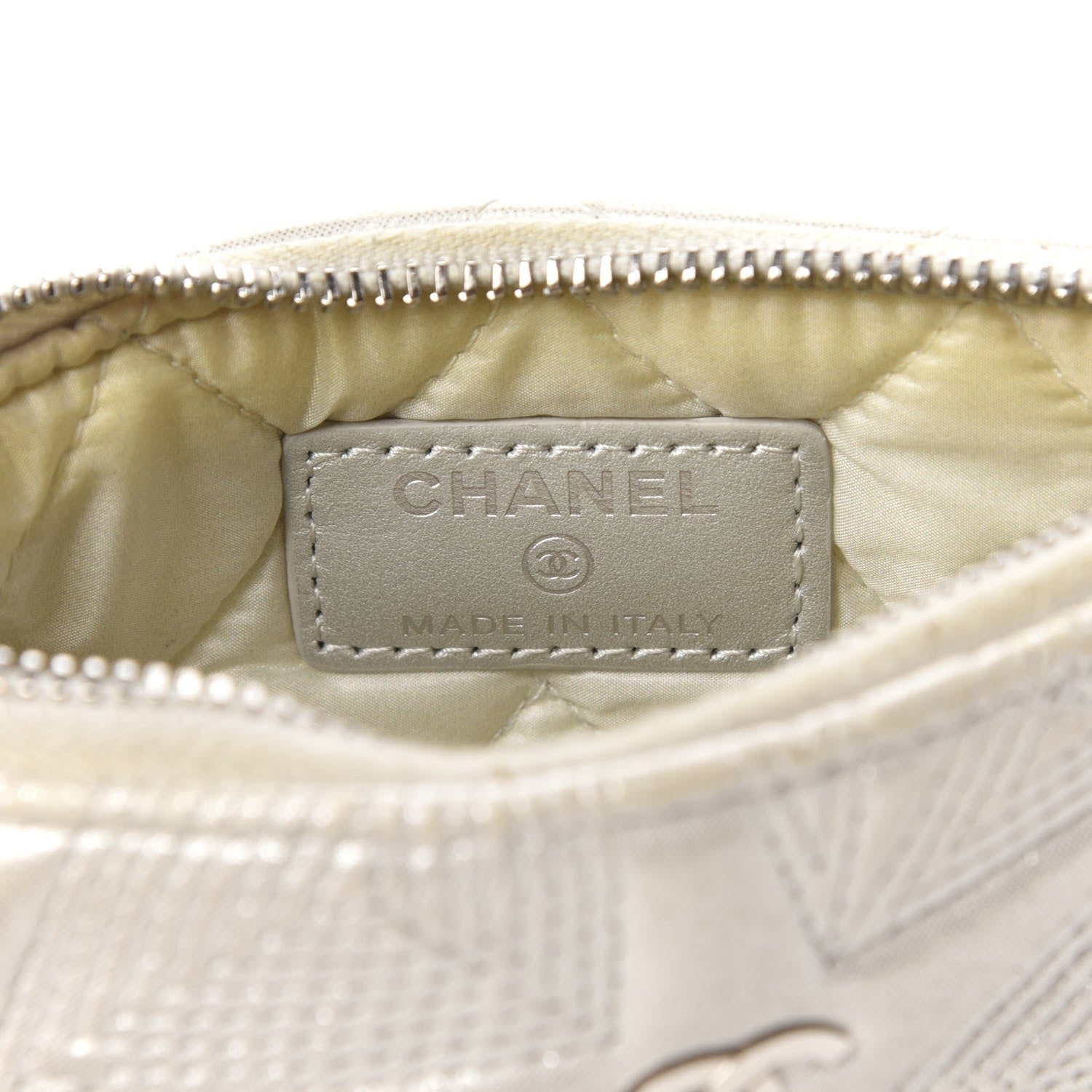 Chanel Metallic Lambskin Star Embossed Coin Purse Case Silver 6 of 7