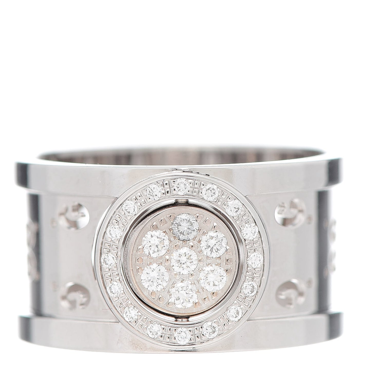 18K White Gold Diamond 10mm Icon Twirl Band Ring 53 6.5