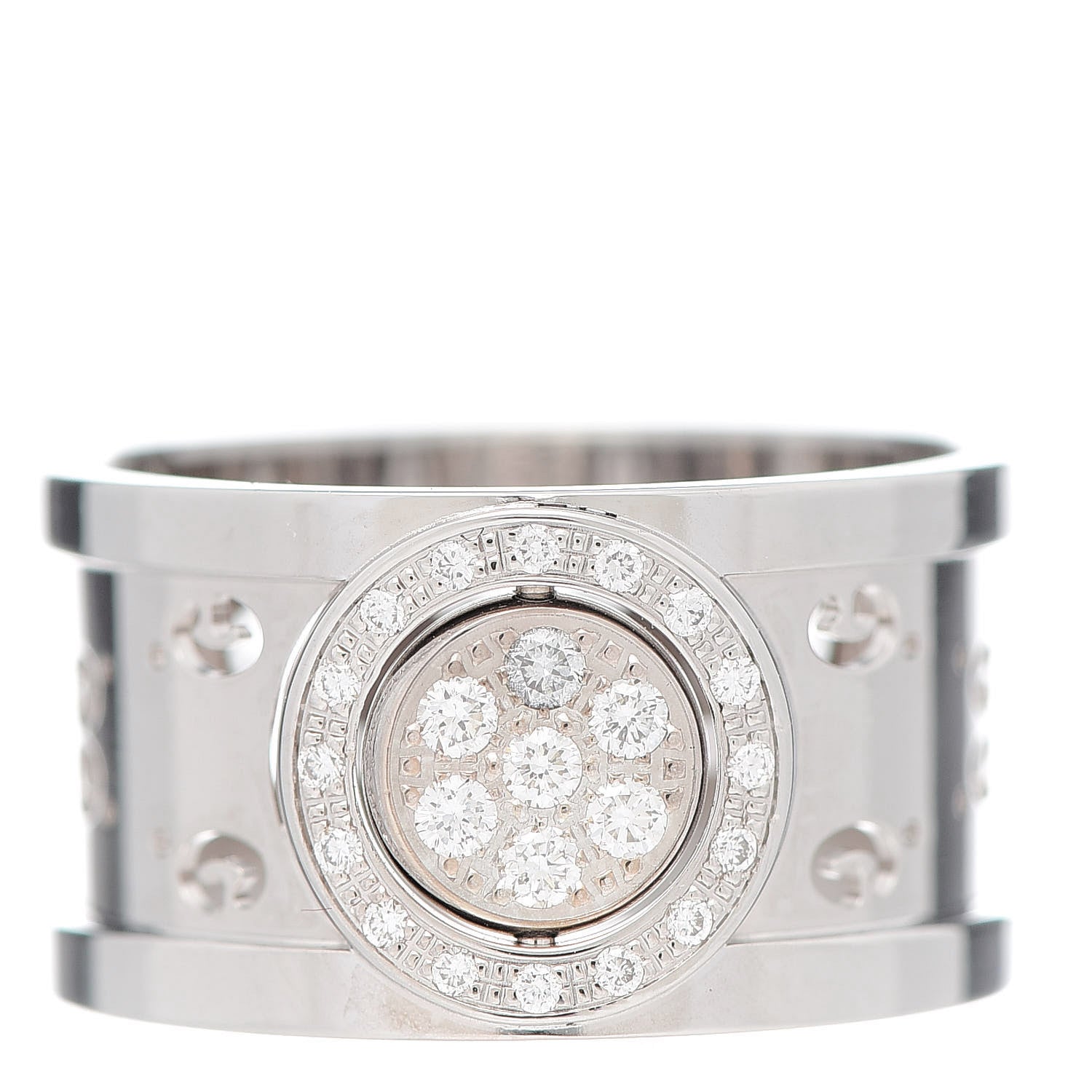 Gucci 18K White Gold Diamond 10mm Icon Twirl Band Ring 53 6.5 1 of 4