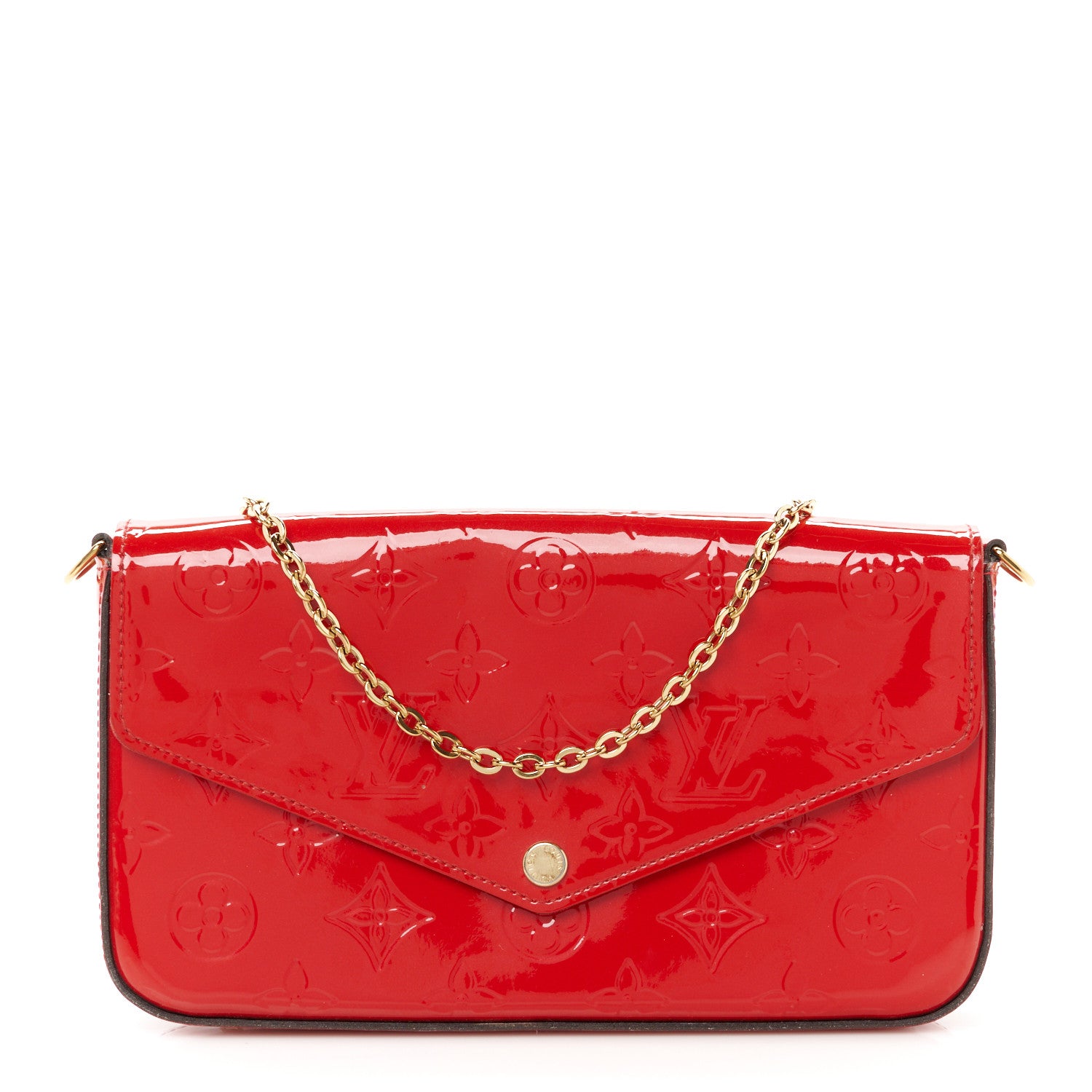 Louis Vuitton Vernis Felicie Pochette Chain Wallet Cherry 1 of 15