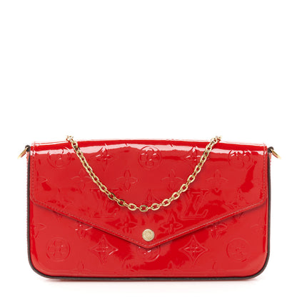 Louis Vuitton Vernis Felicie Pochette Chain Wallet Cherry 1 of 15