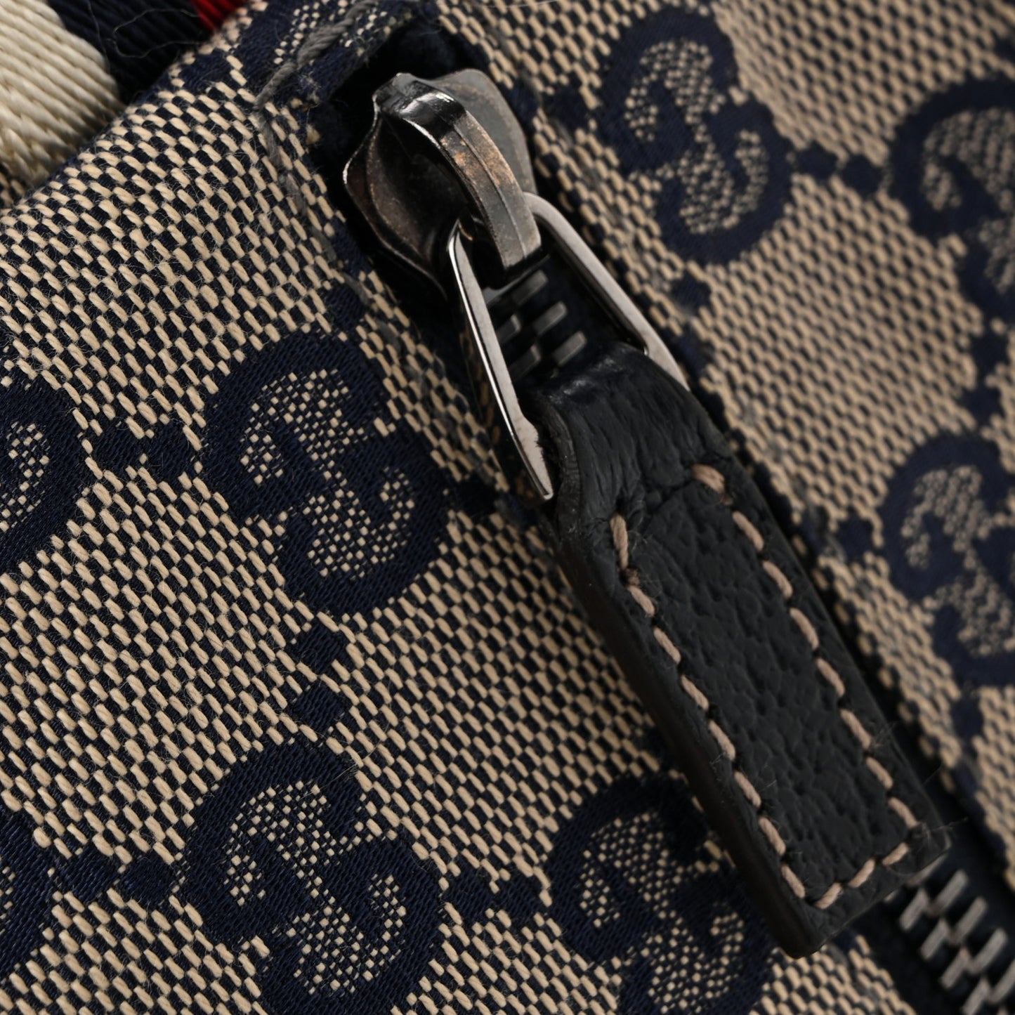 GG Monogram Web Double Pocket Belt Bag Navy