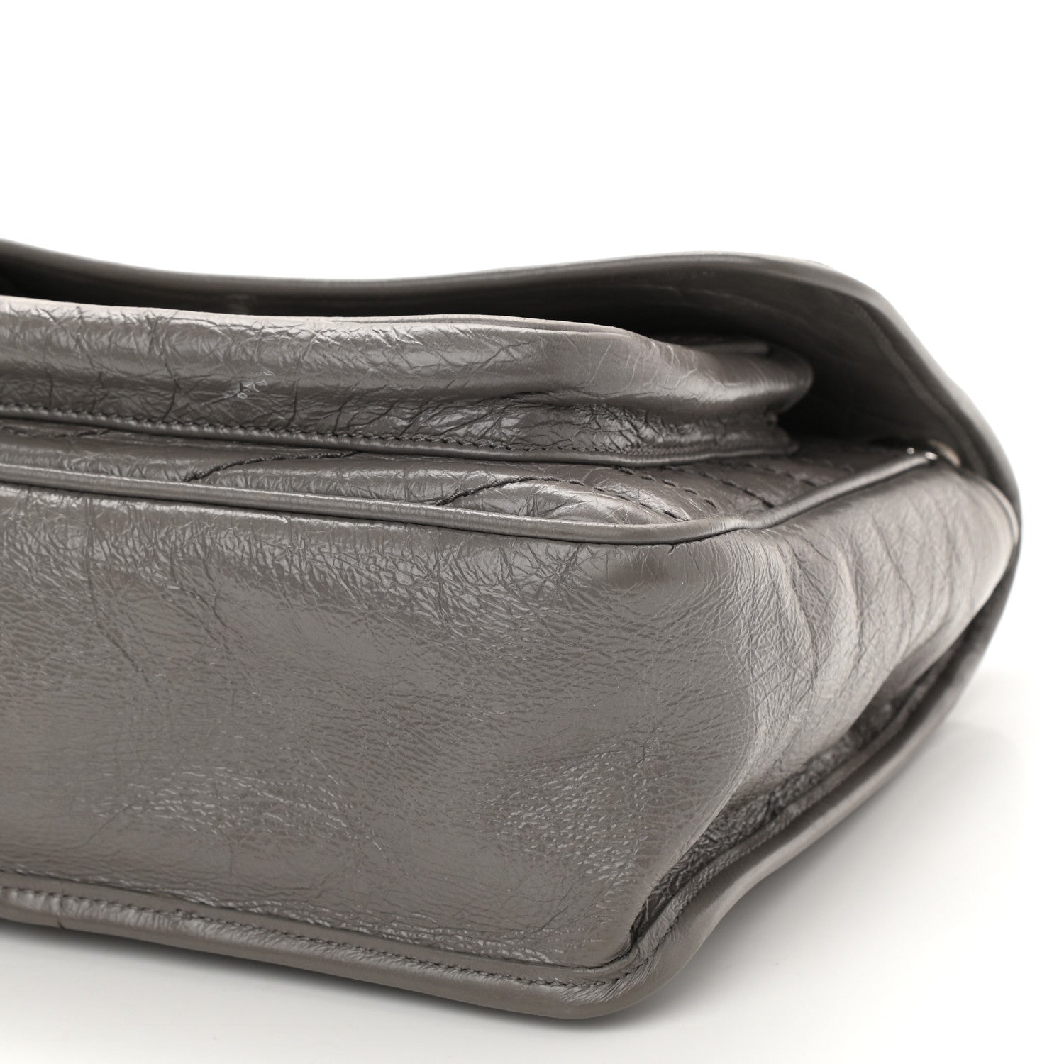 Saint Laurent Crinkled Calfskin Matelasse Monogram Medium Niki Chain Satchel Fog 9 of 9