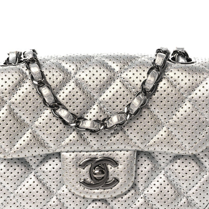 Chanel Metallic Lambskin Perforated Mini Rectangular Flap Silver 8 of 12
