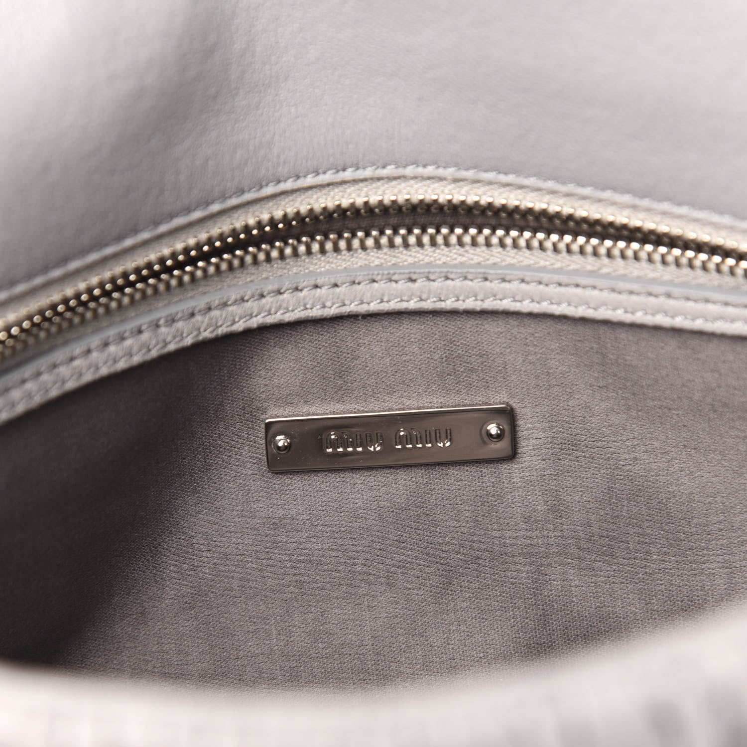 Miu Miu Nappa Matelasse Crystal Flap Clutch Grey 6 of 11
