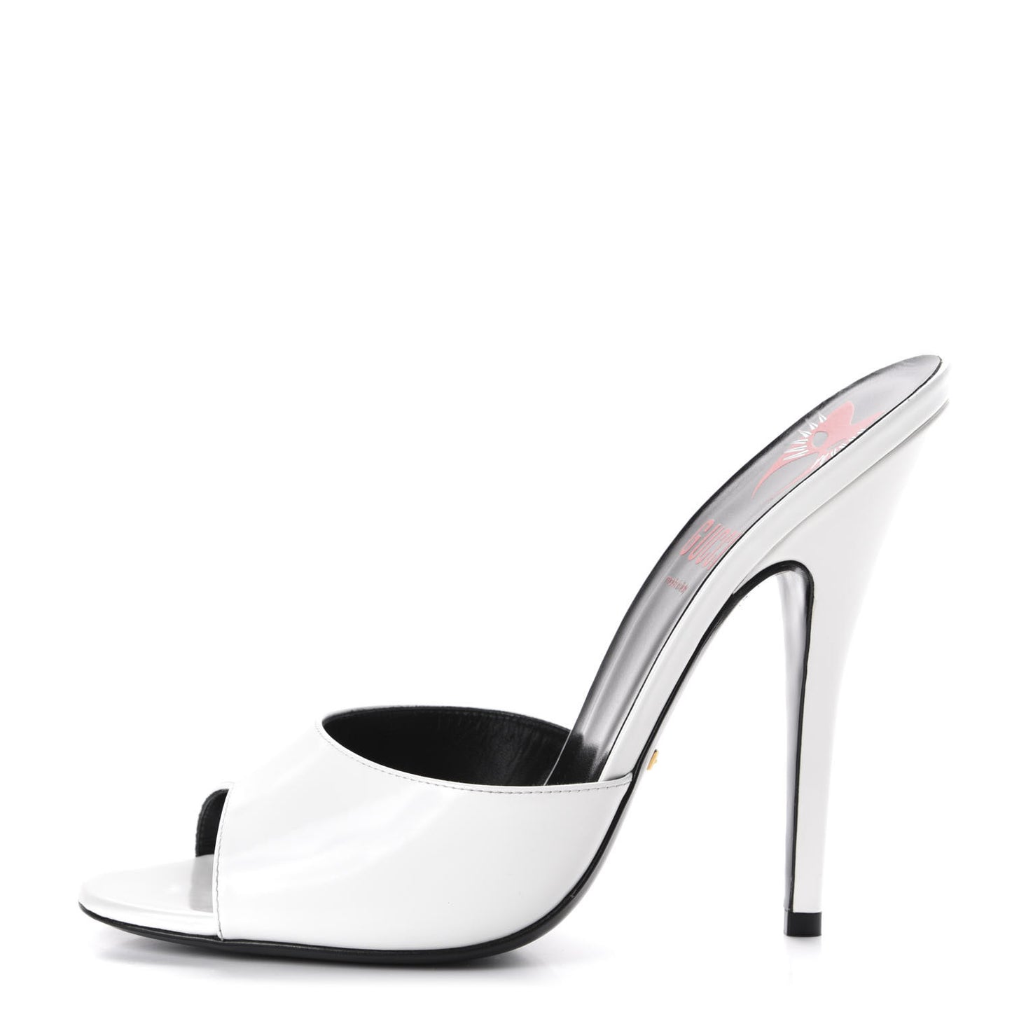 Polished Calfskin Scarlet High Heel Slide Sandals 40.5 Great White