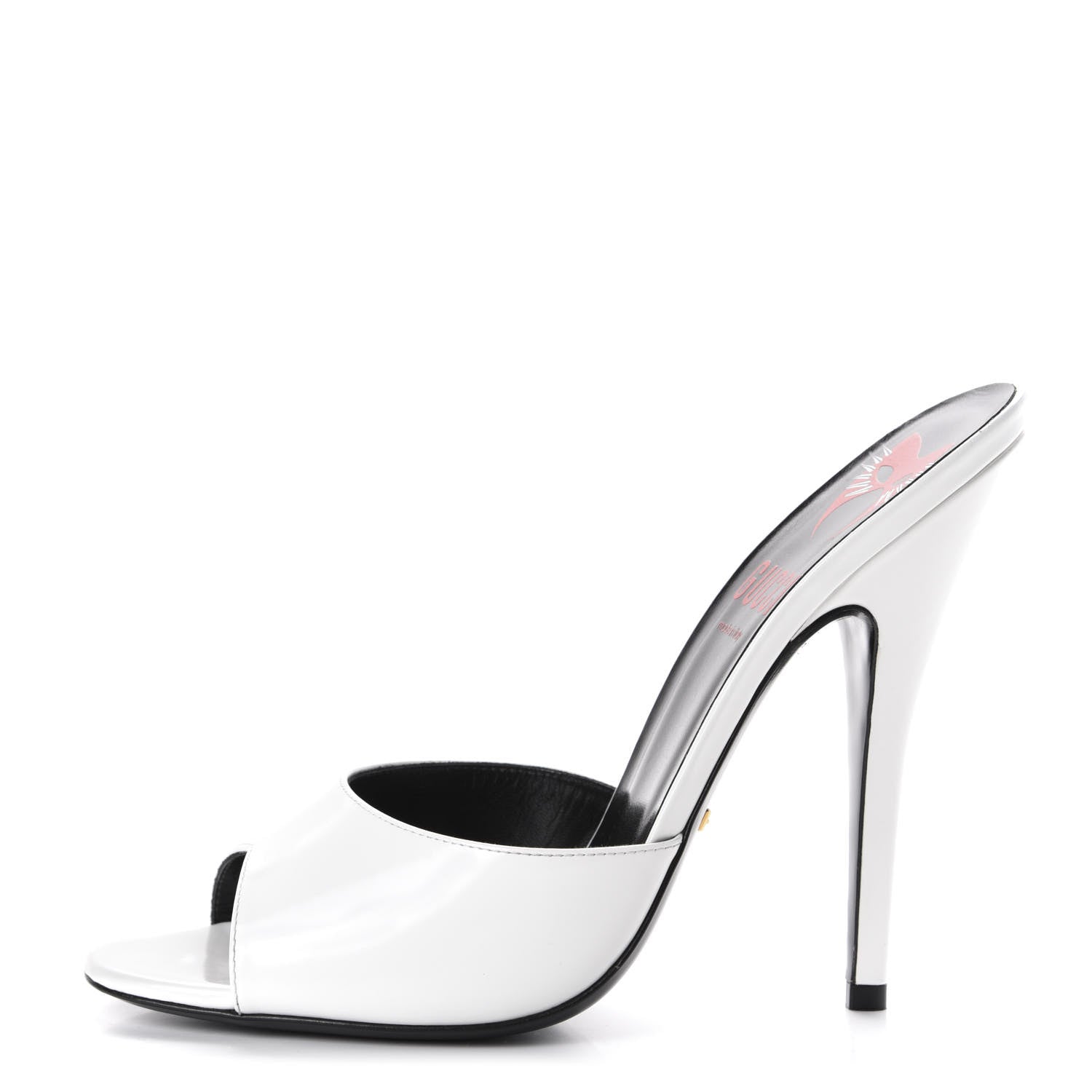 Gucci Polished Calfskin Scarlet High Heel Slide Sandals 40.5 Great White 1 of 10