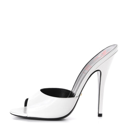 Gucci Polished Calfskin Scarlet High Heel Slide Sandals 40.5 Great White 1 of 10