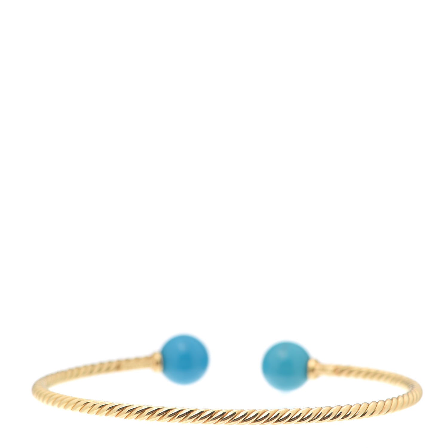 David Yurman 18K Yellow Gold Turquoise 8.5mm Solari Bead Bracelet 3 of 4