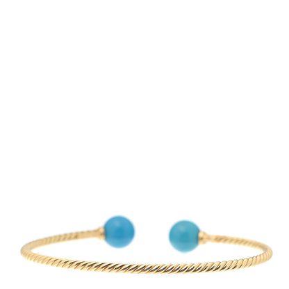 David Yurman 18K Yellow Gold Turquoise 8.5mm Solari Bead Bracelet 3 of 4