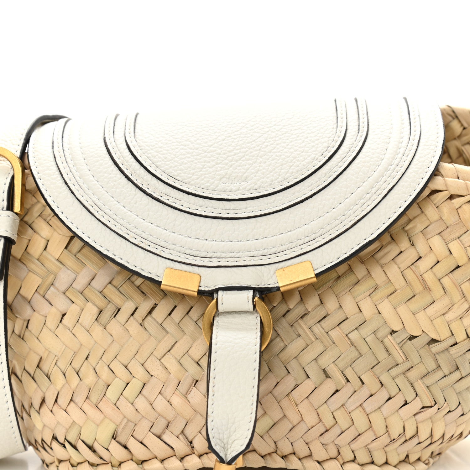 Chloe Raffia Calfskin Marcie Basket White 9 of 11