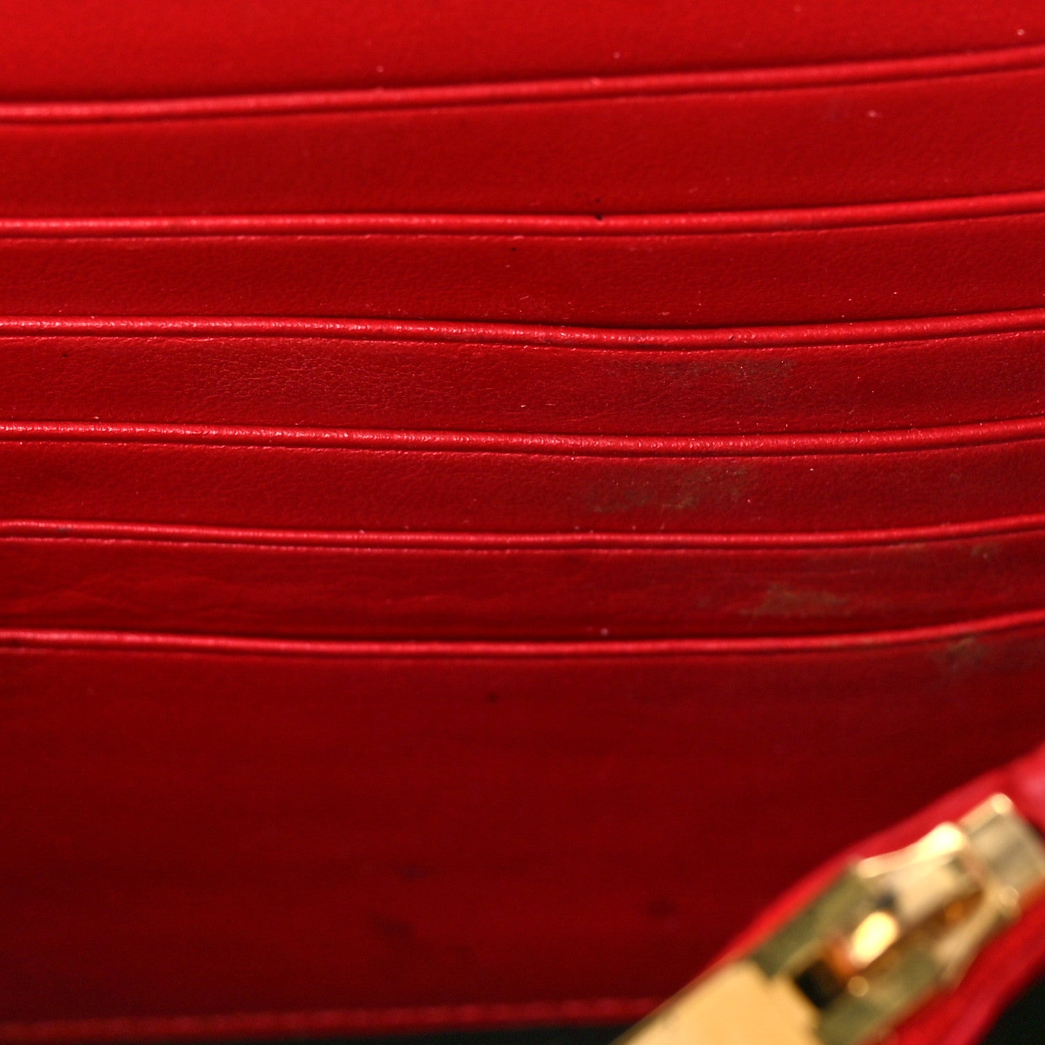 Saint Laurent Calfskin Crocodile Embossed Monogram Chain Wallet New Lipstick Red 11 of 13