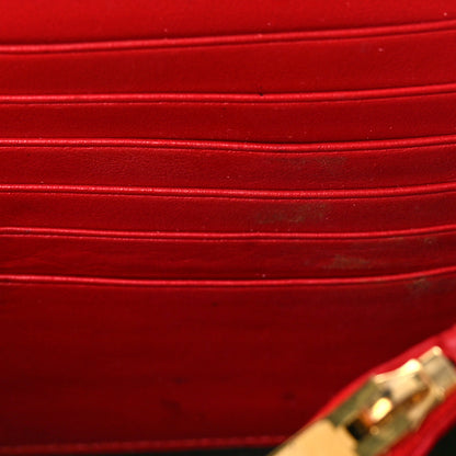Saint Laurent Calfskin Crocodile Embossed Monogram Chain Wallet New Lipstick Red 11 of 13