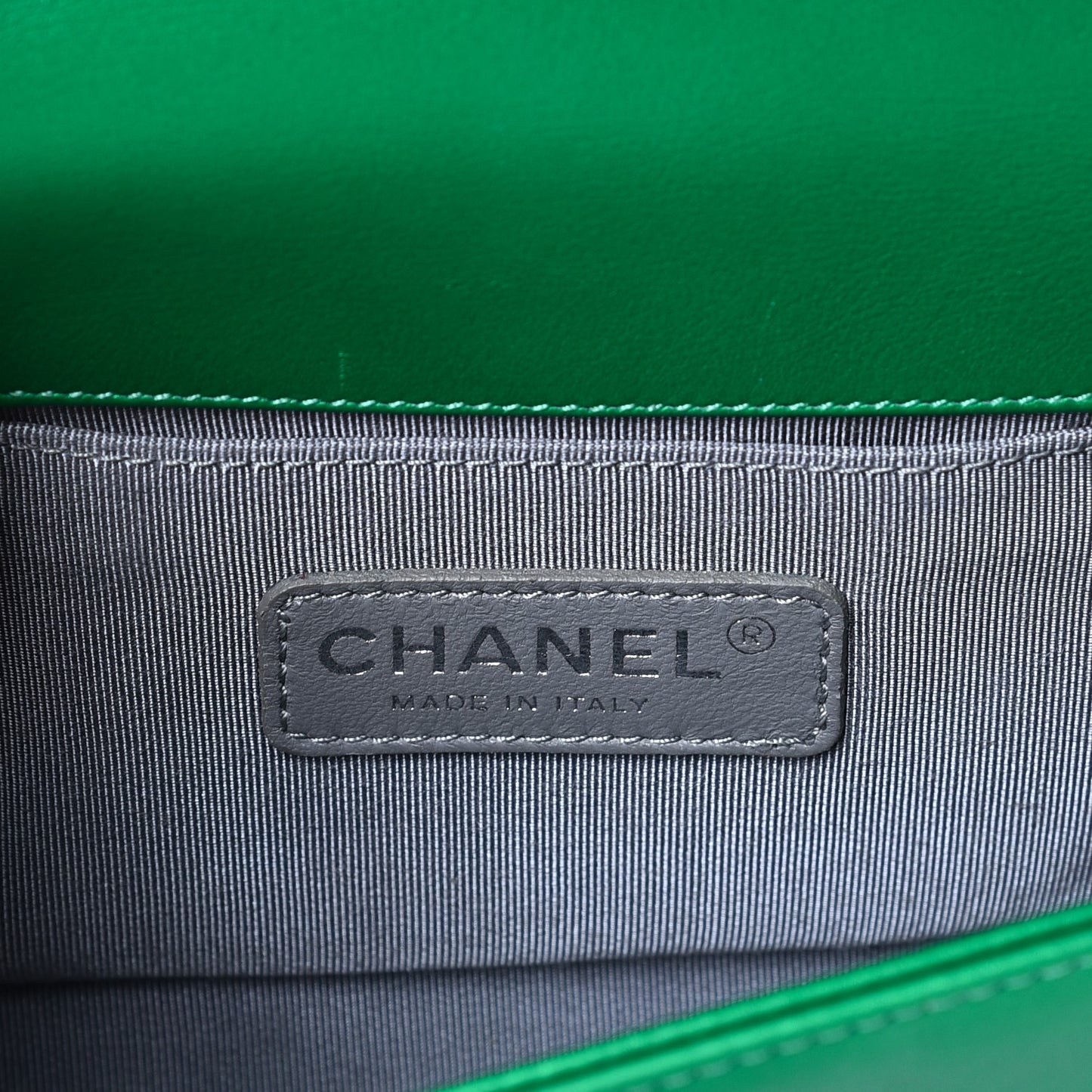Metallic Calfskin Quilted Small Boy Flap Green