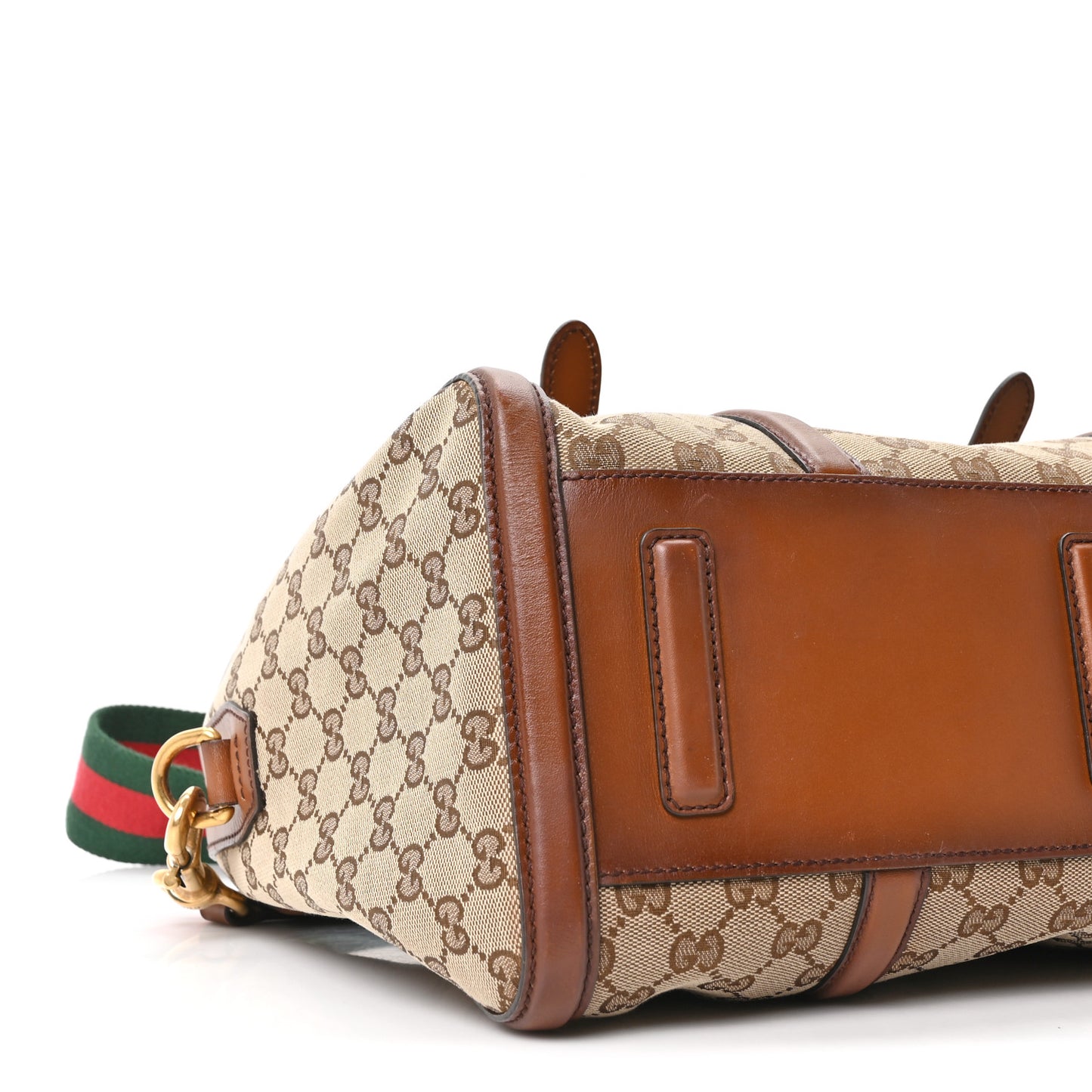 Monogram Medium Lady Web Boston Bag Beige Cuir