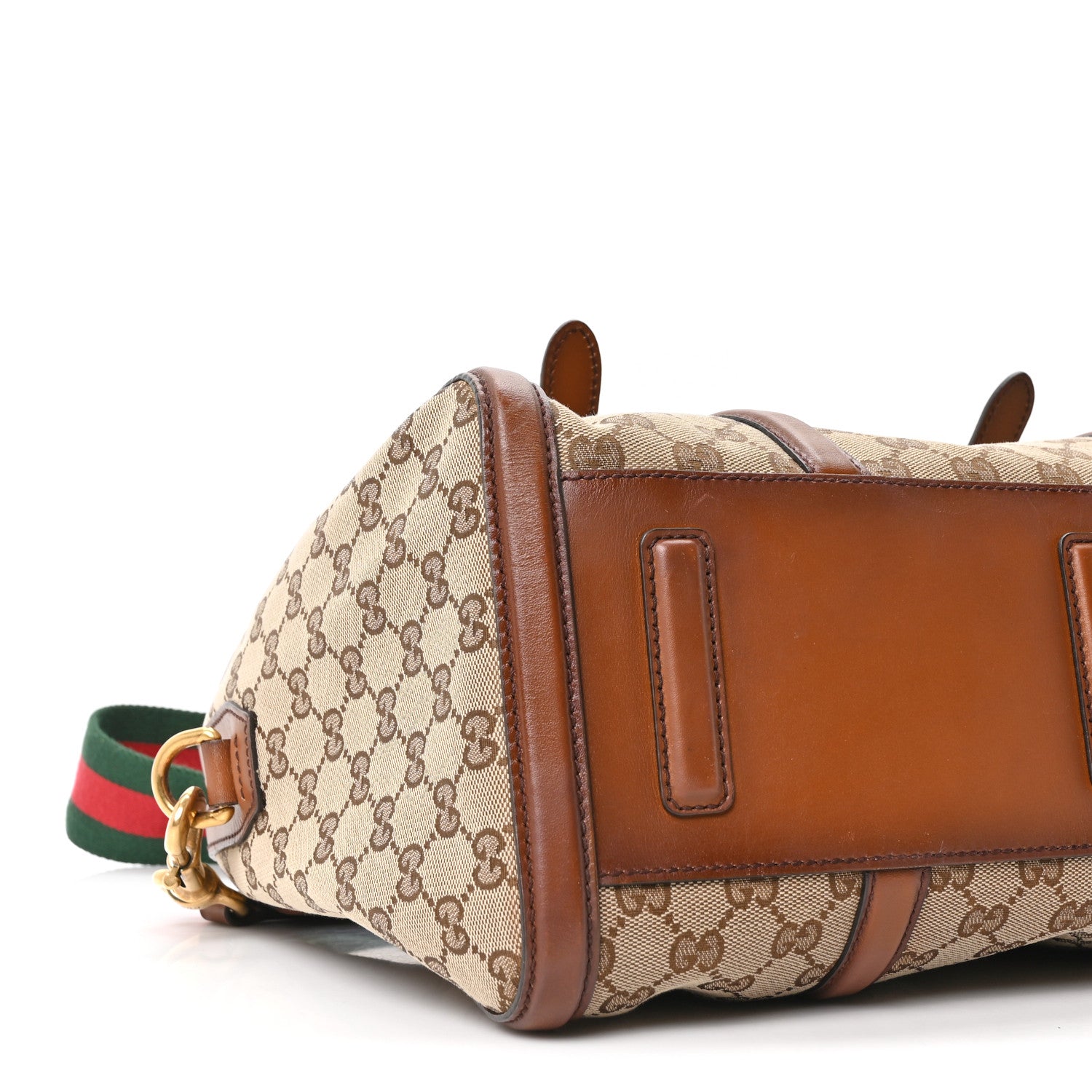 Gucci Monogram Medium Lady Web Boston Bag Beige Cuir 9 of 10