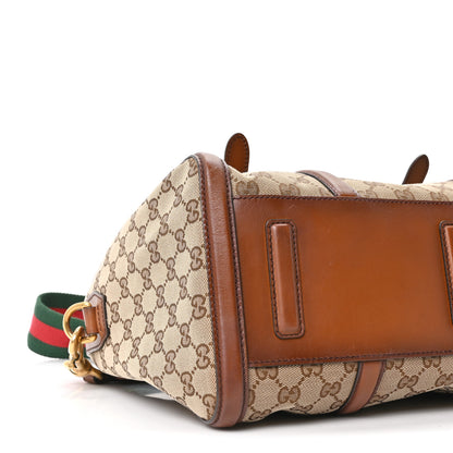 Gucci Monogram Medium Lady Web Boston Bag Beige Cuir 9 of 10