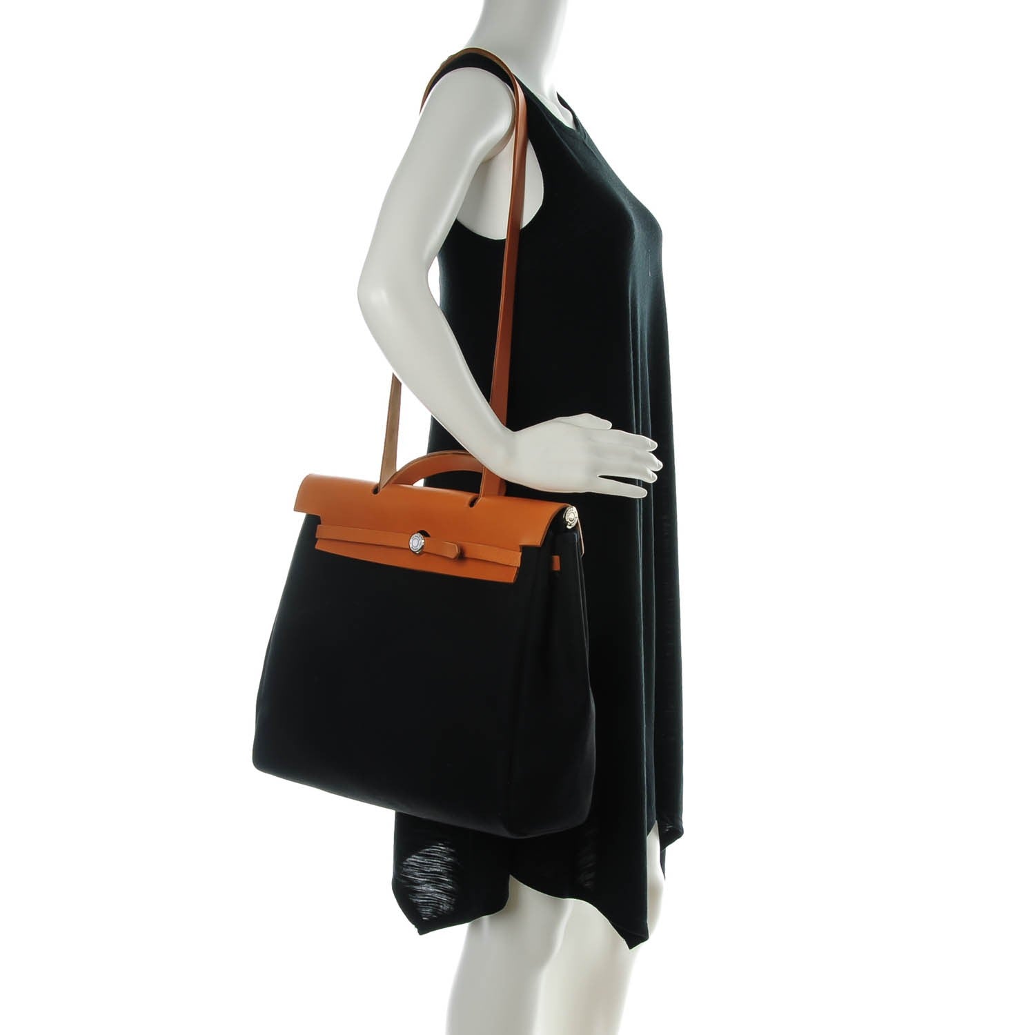 Hermes Barenia Toile Herbag 36 MM Black 2 of 9