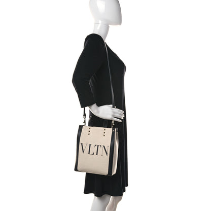 Valentino Garavani Canvas VLTN Print Tote Black Ivory 2 of 8