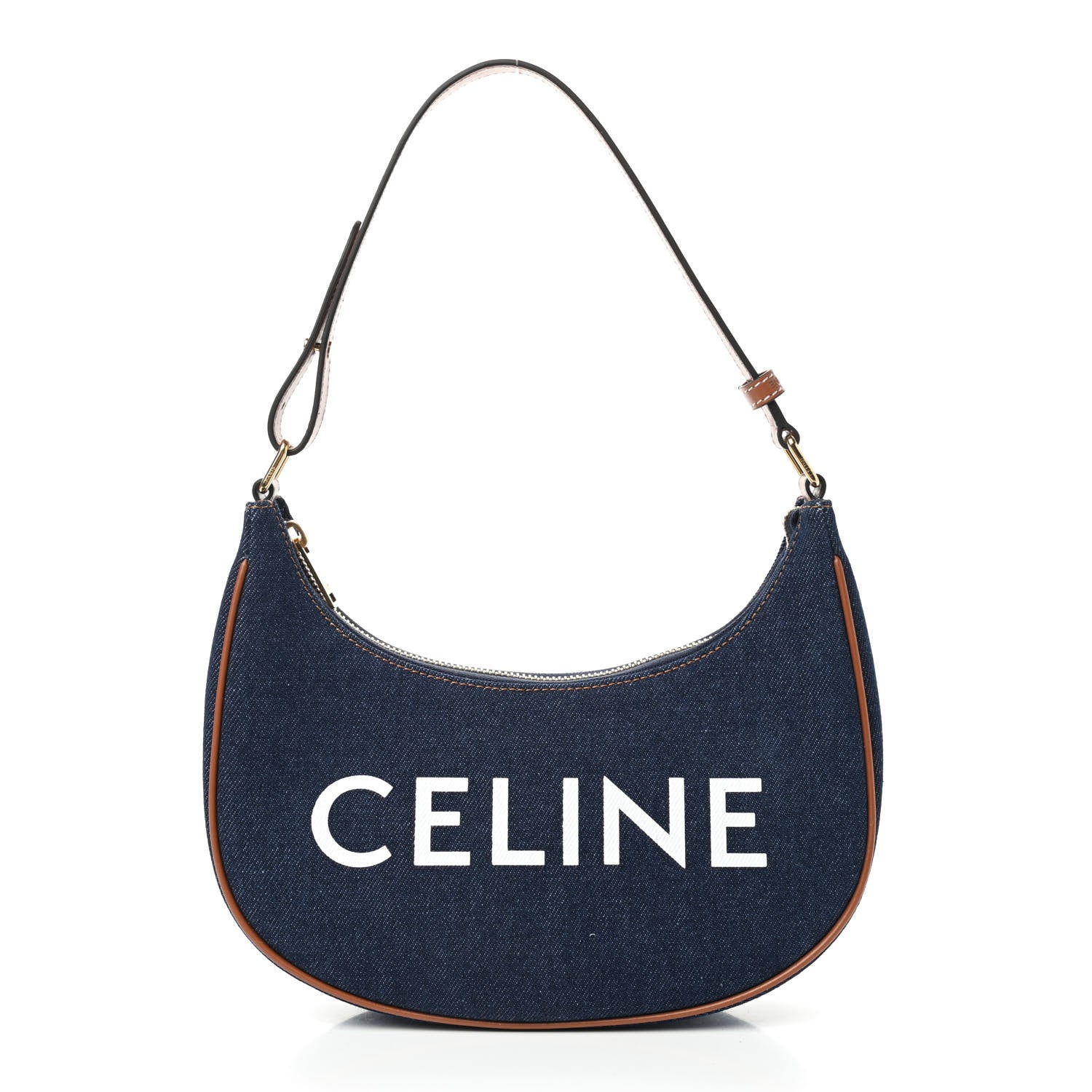 Celine Denim Ava Shoulder Bag Navy Tan 1 of 8