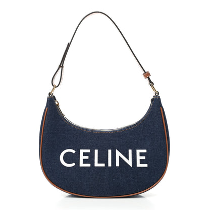 Celine Denim Ava Shoulder Bag Navy Tan 1 of 8