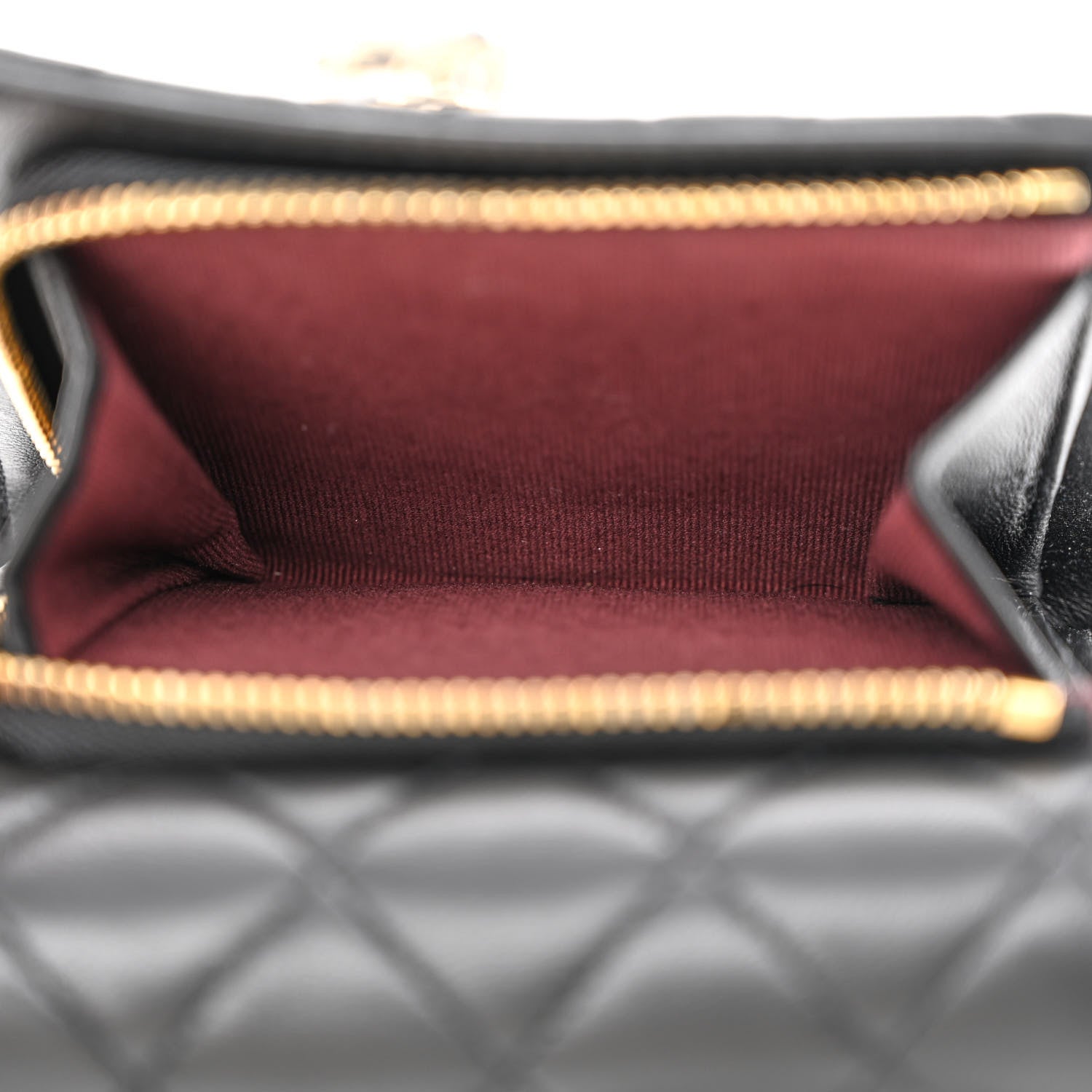 Chanel Lambskin Quilted Wallet With Chain Black 6 of 13