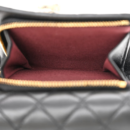 Chanel Lambskin Quilted Wallet With Chain Black 6 of 13