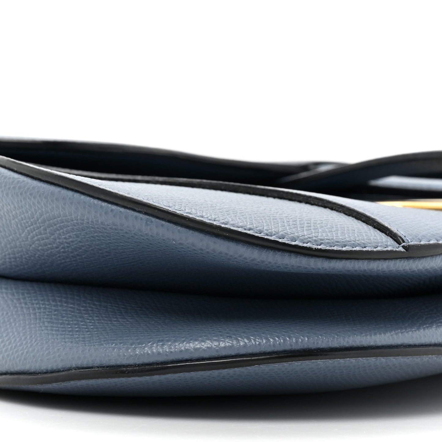 Grained Calfskin Saddle Bag Denim Blue