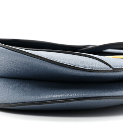 Christian Dior Grained Calfskin Saddle Bag Denim Blue 9 of 13