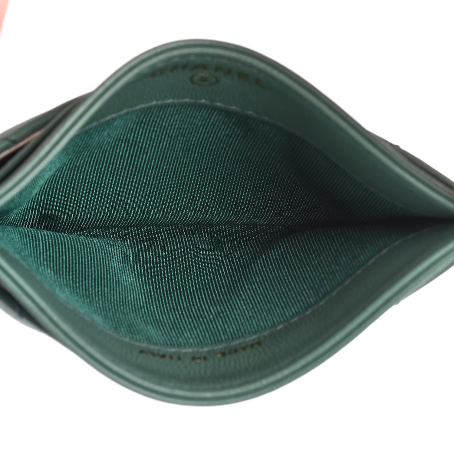 Chanel Lambskin Chevron Quilted Card Holder Green 5 of 9