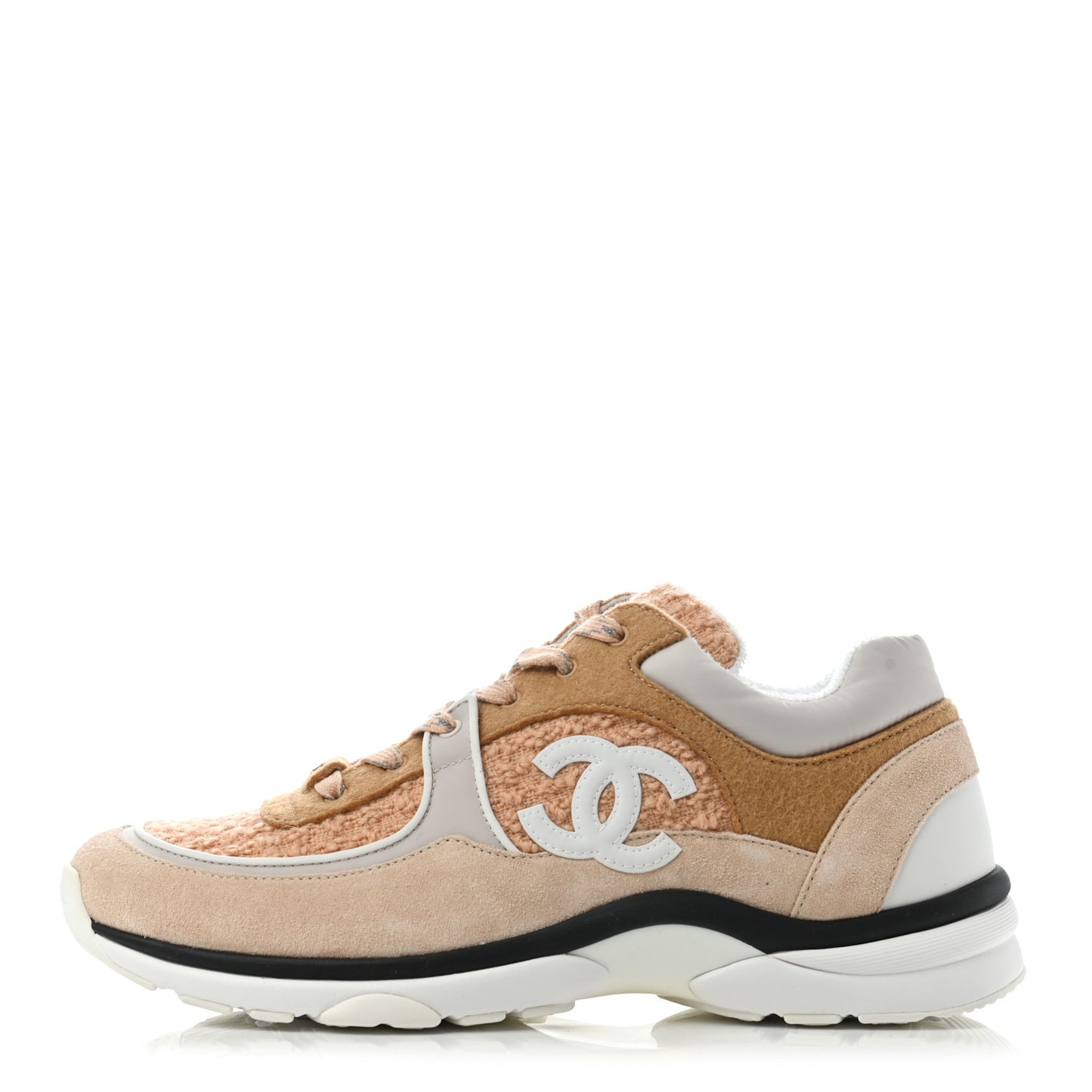 Suede Tweed Felt CC Sneakers 40.5 Beige