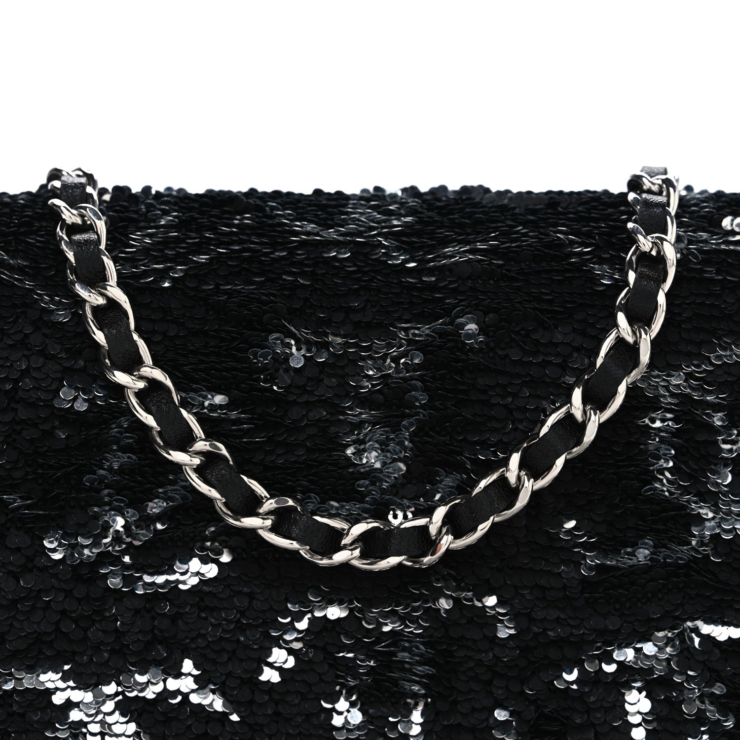 Chanel Sequin CC Wallet On Chain WOC Black 9 of 11