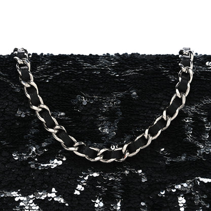 Chanel Sequin CC Wallet On Chain WOC Black 9 of 11