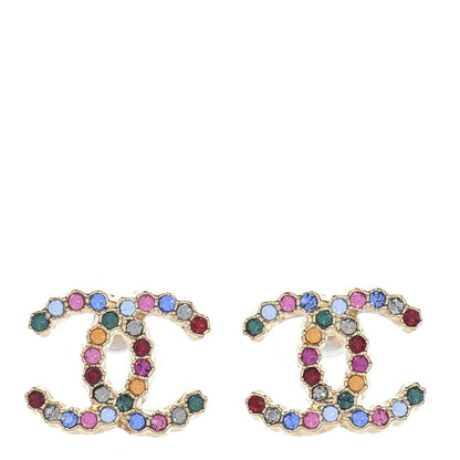 Chanel Crystal Over The Rainbow CC Earrings Gold Multicolor 1 of 4