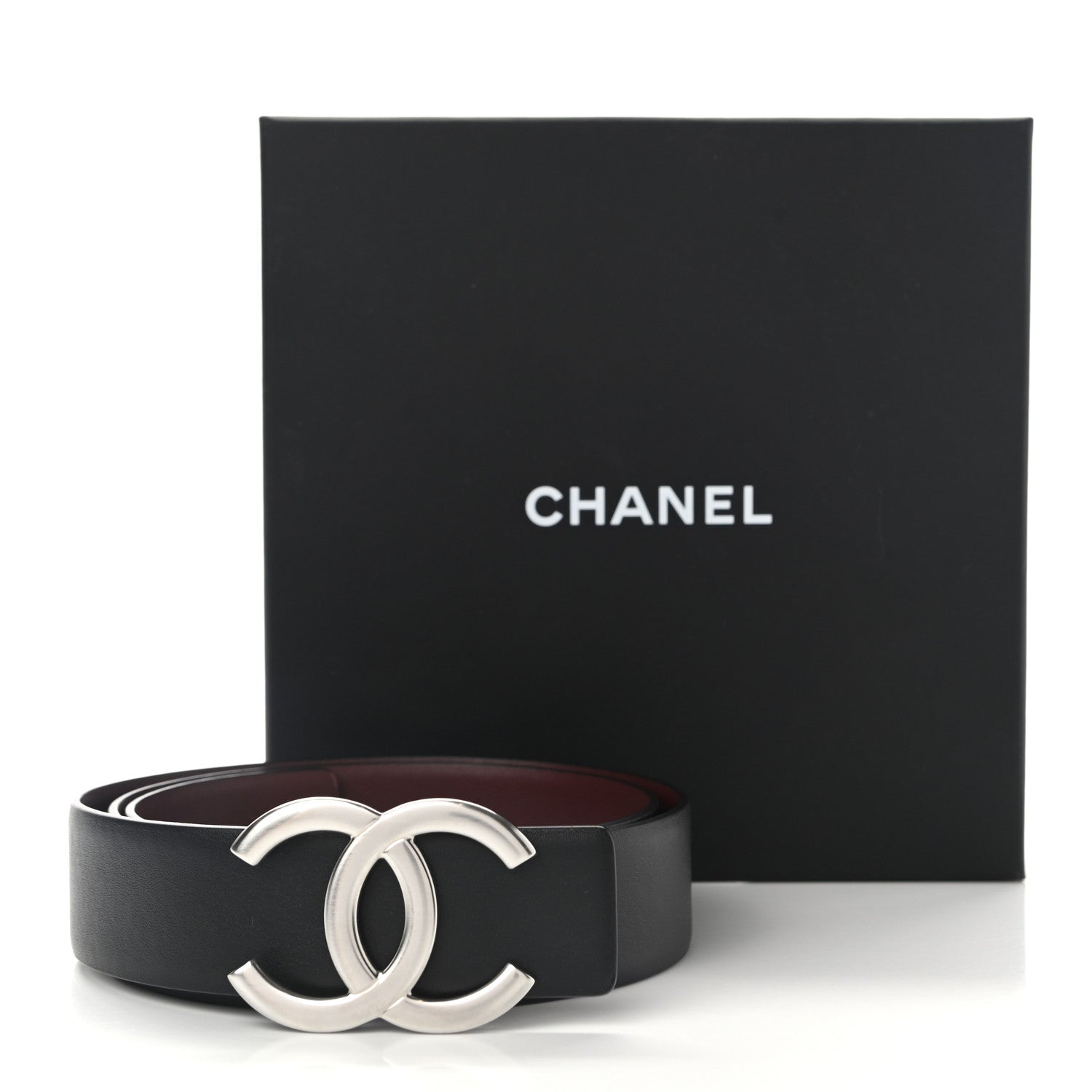Chanel Calfskin CC Reversible Belt 75 Black Burgundy 6 of 6