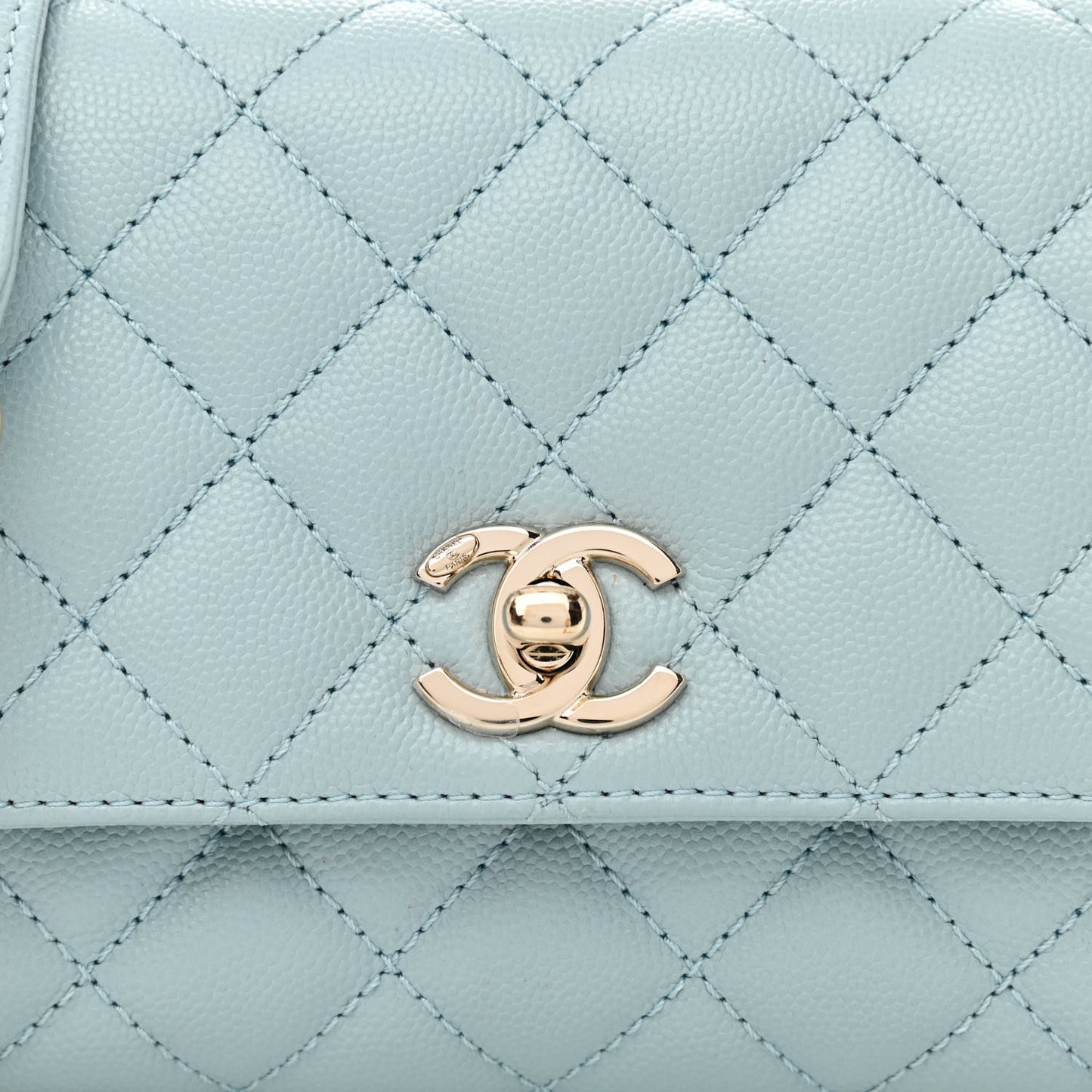 Caviar Quilted Extra Mini Coco Handle Flap Light Blue