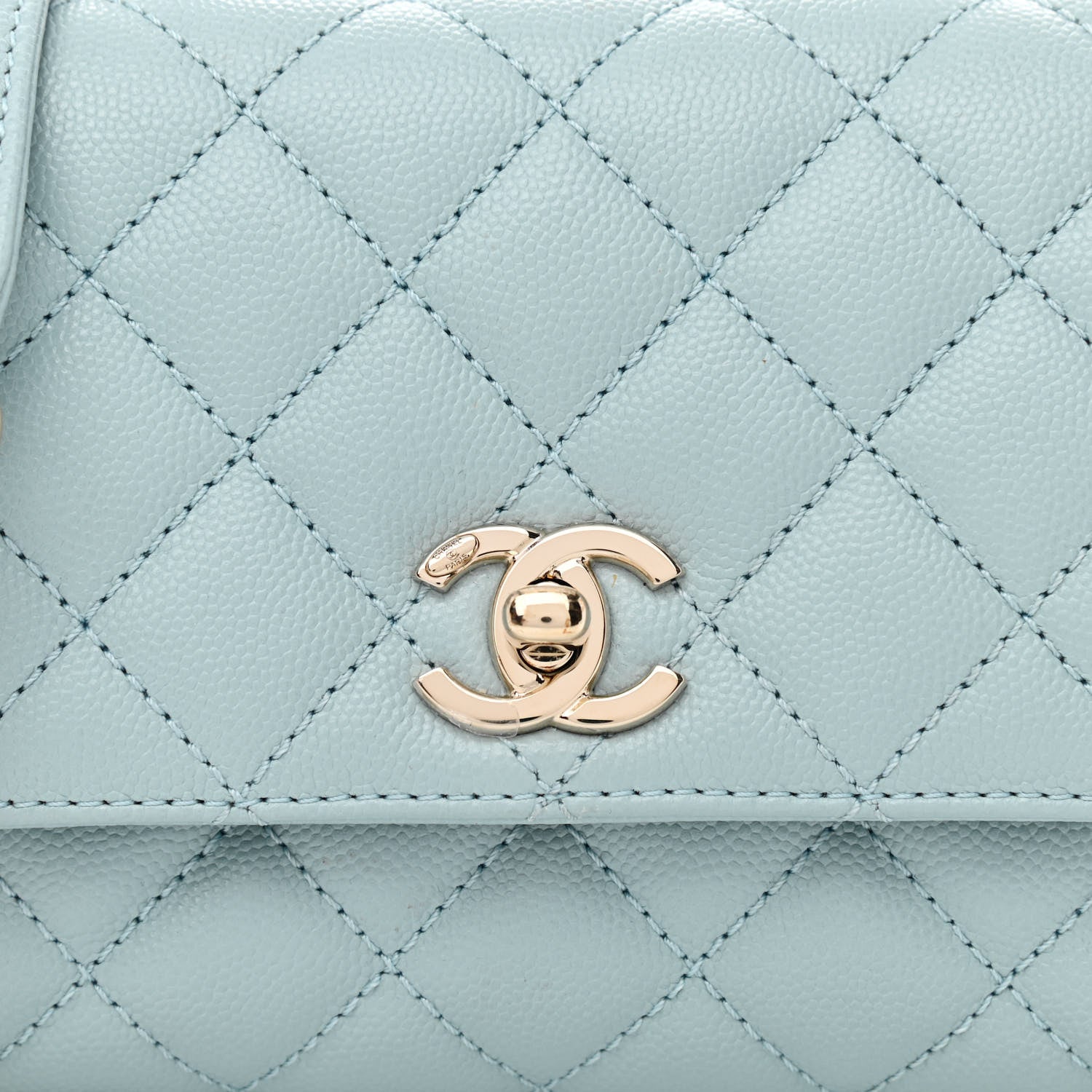 Chanel Caviar Quilted Extra Mini Coco Handle Flap Light Blue 7 of 10