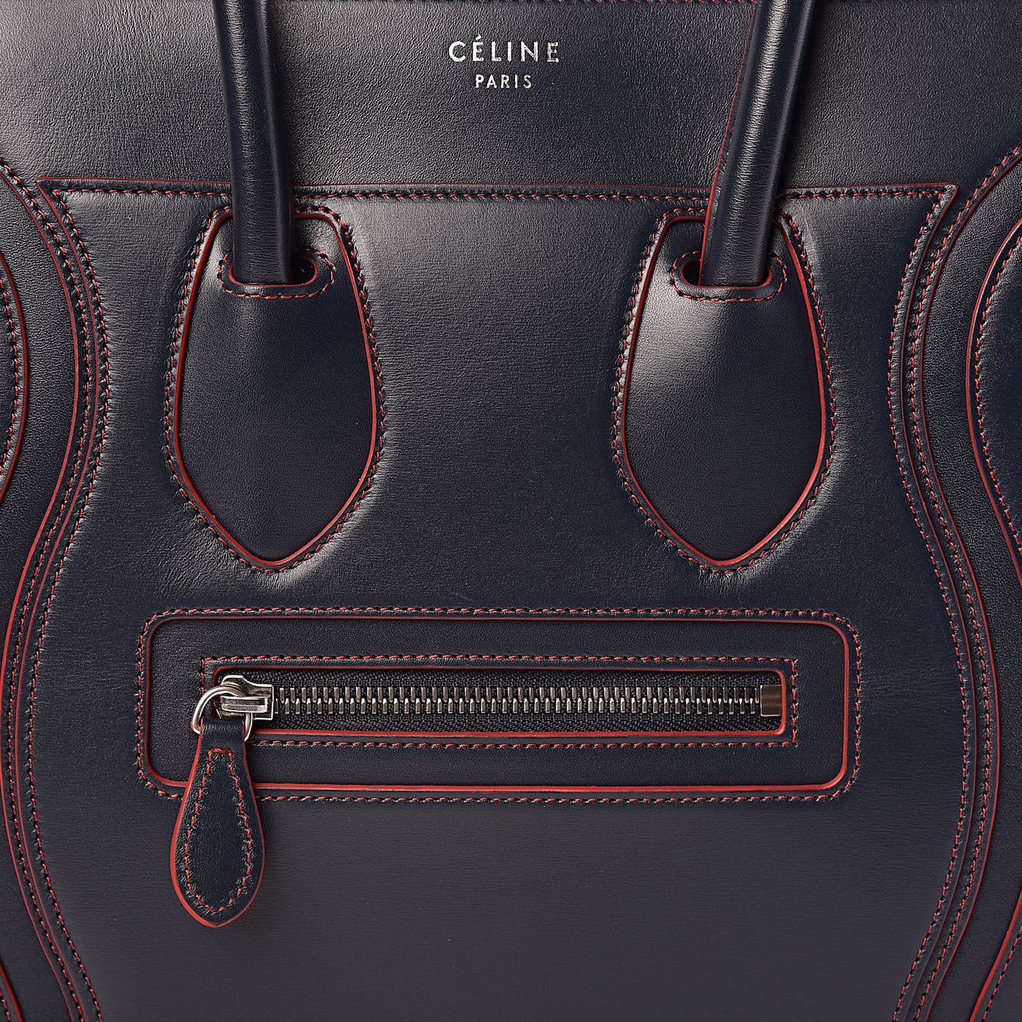Satin Debossed Calfskin Micro Luggage Navy Blue