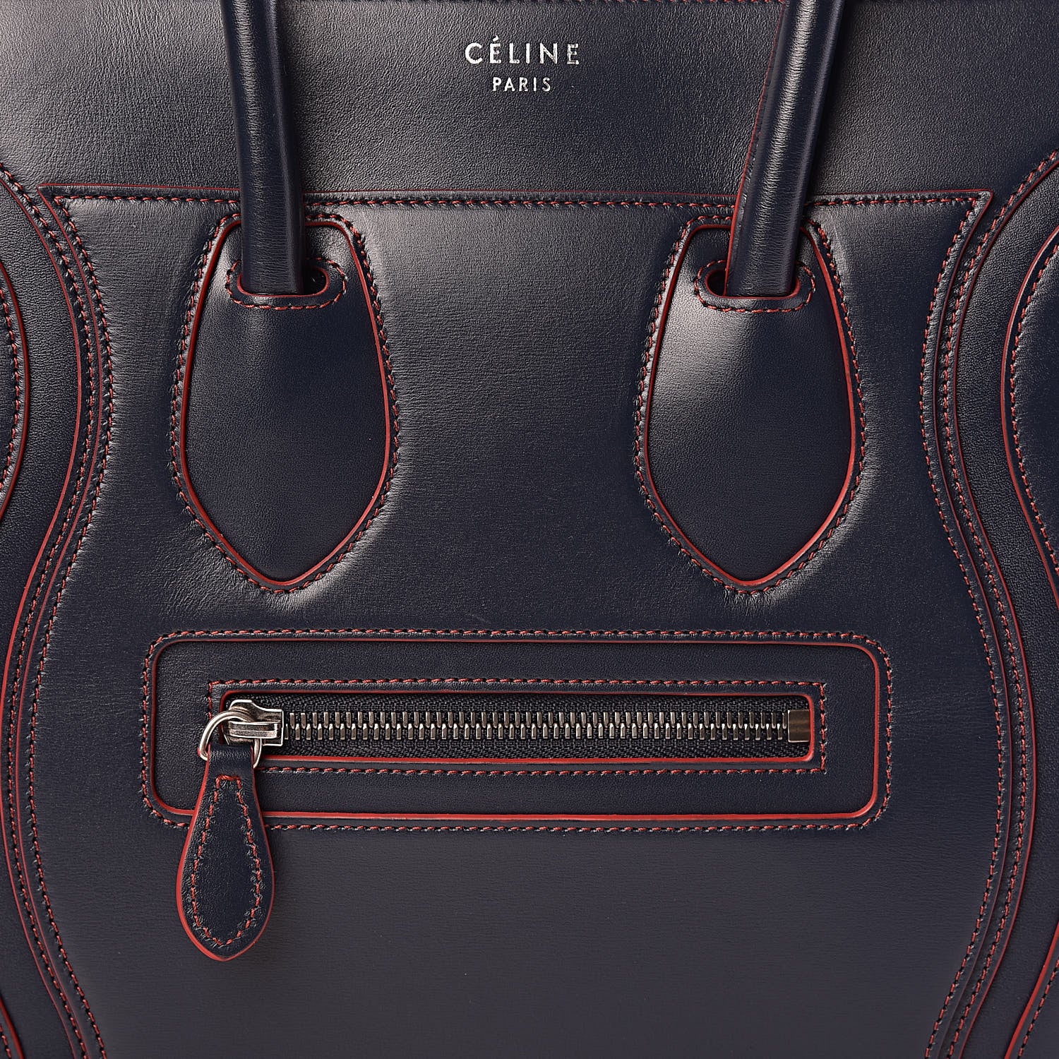 Celine Satin Debossed Calfskin Micro Luggage Navy Blue 8 of 10