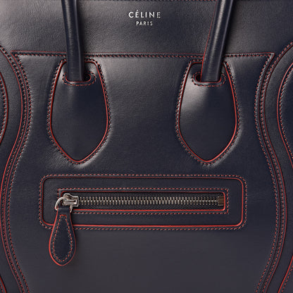 Celine Satin Debossed Calfskin Micro Luggage Navy Blue 8 of 10